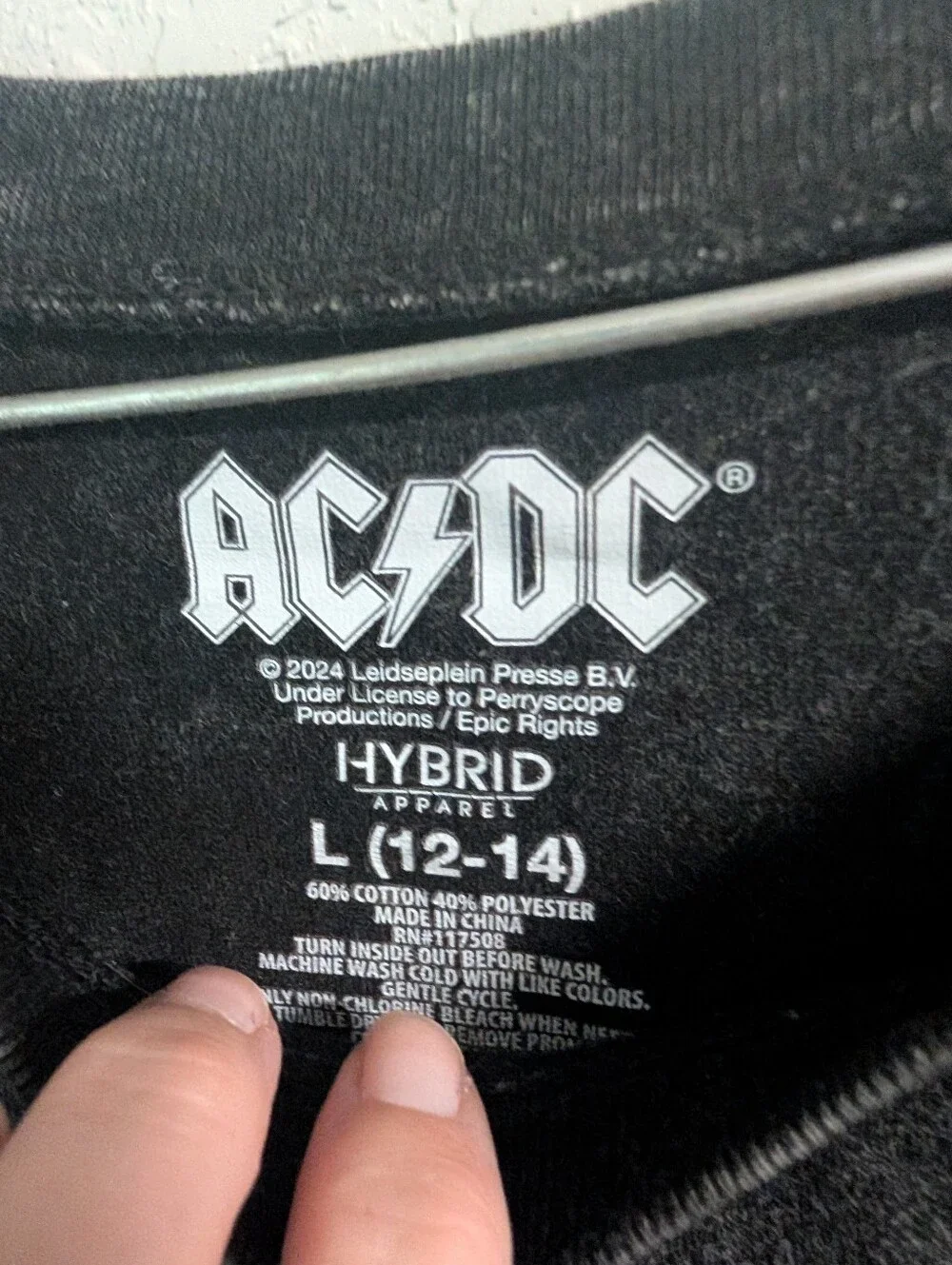AC/DC Studded T Shirt L Black Acid Wash Oversized Band Grunge Rock Punk Skater - Picture 3 of 5